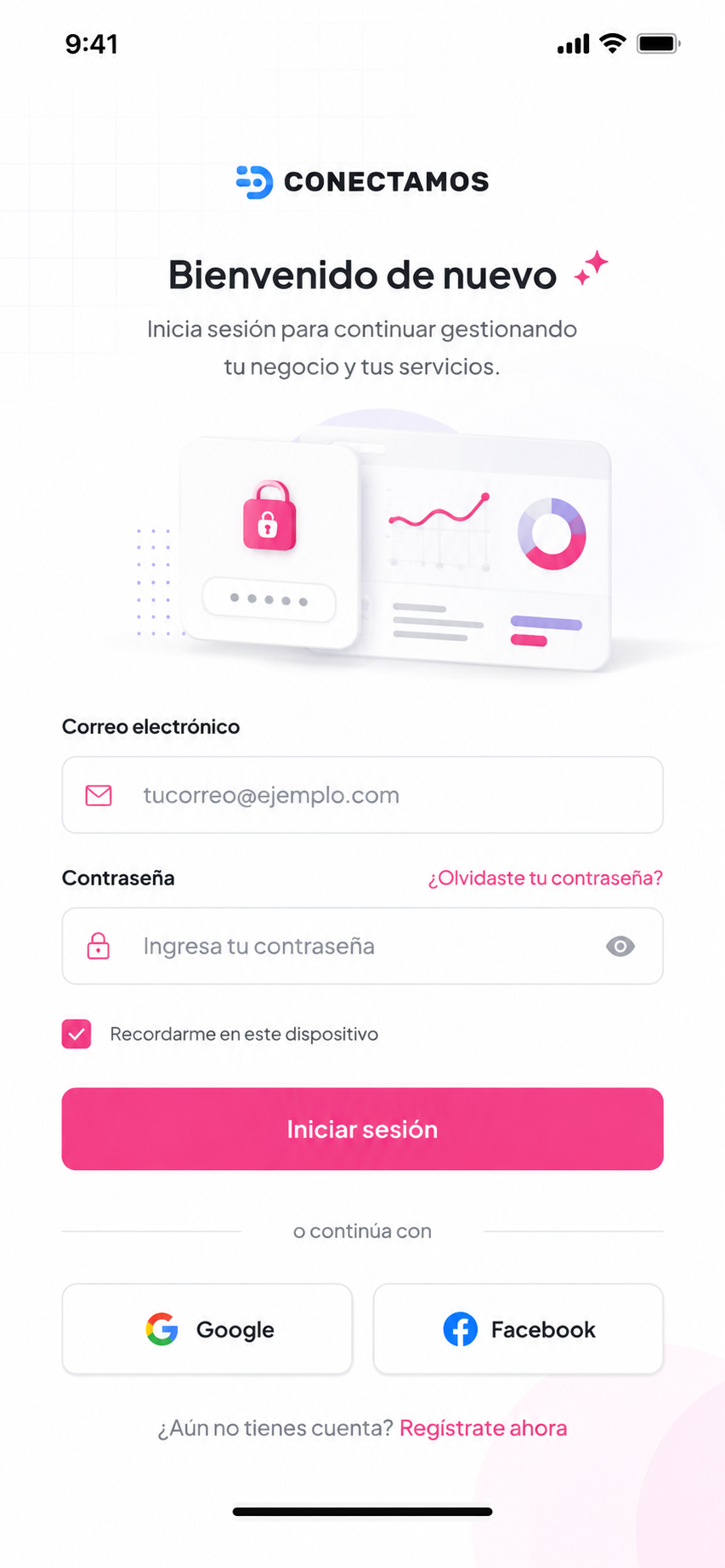 Pantalla de acceso de Conectamos como referencia visual
